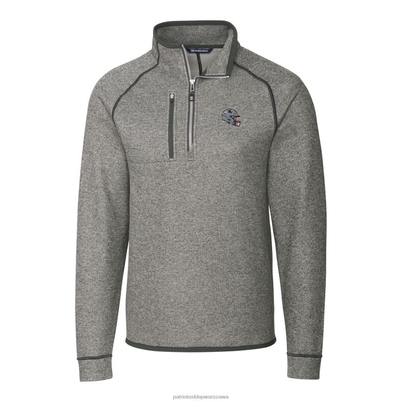 Patriots Jersey mężczyźni kuter i buck srebrny hełm grota kurtka dzianinowa pulowerowa z zamkiem błyskawicznym do połowy odzież 6RBB568