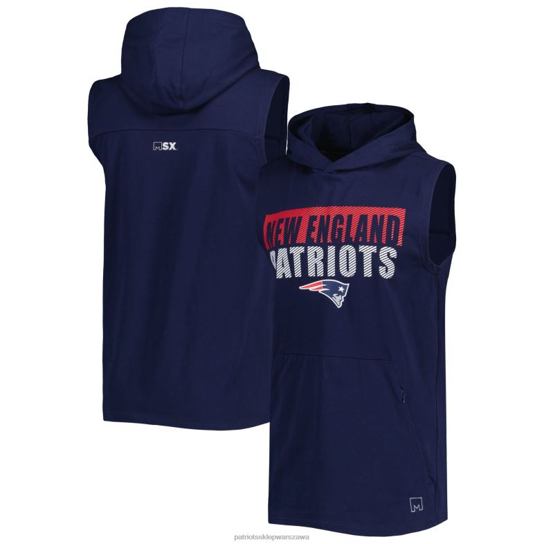 Patriots Jersey mężczyźni msx by michael strahan granatowa bluza z kapturem bez rękawów odzież 6RBB576