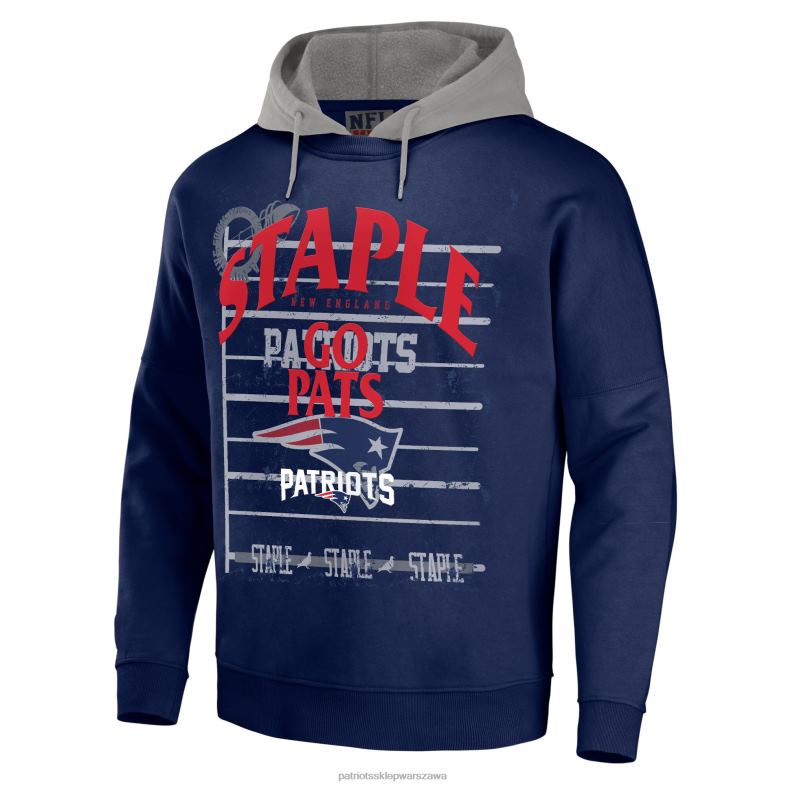 Patriots Jersey mężczyźni nfl x staple granatowa bluza z kapturem vintage z efektem sprania odzież 6RBB739