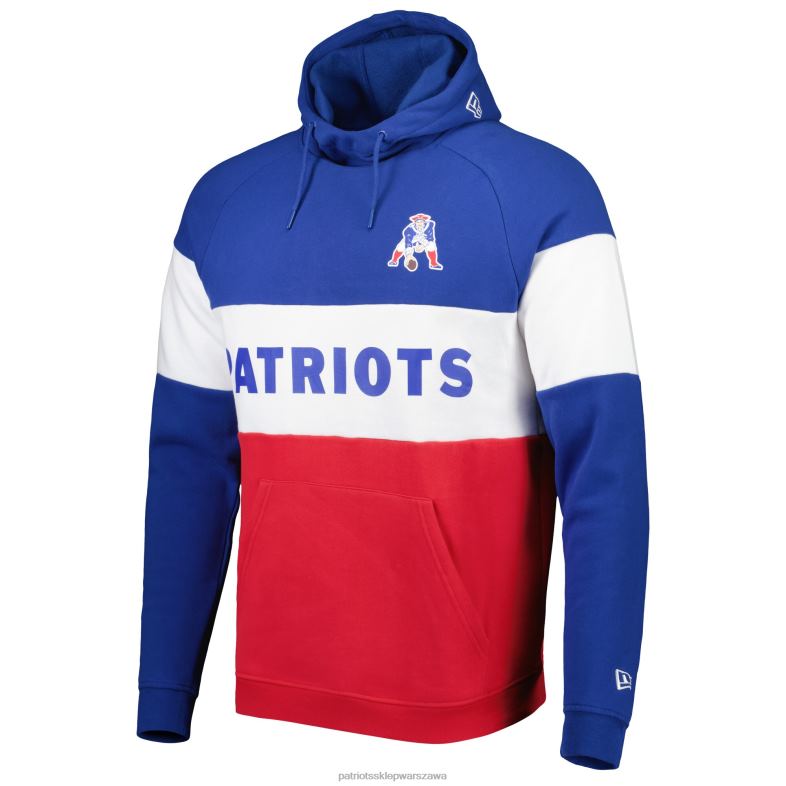 Patriots Jersey mężczyźni nowa era czerwona/królewska bluza z kapturem z blokami kolorów odzież 6RBB594