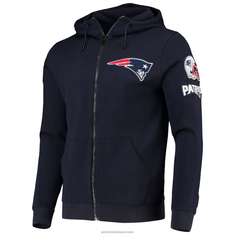 Patriots Jersey mężczyźni profesjonalna granatowa bluza z kapturem i suwakiem na całej długości odzież 6RBB636