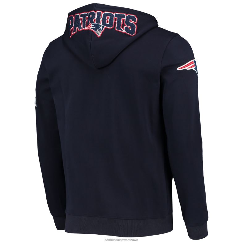 Patriots Jersey mężczyźni profesjonalna granatowa bluza z kapturem i suwakiem na całej długości odzież 6RBB636