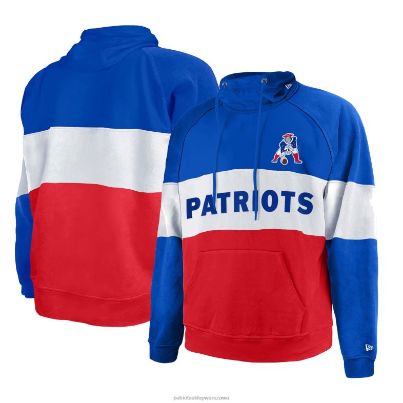 Patriots Jersey mężczyźni raglanowa bluza z kapturem New Era w kolorze czerwonym, duża i wysoka, z blokami kolorów odzież 6RBB763