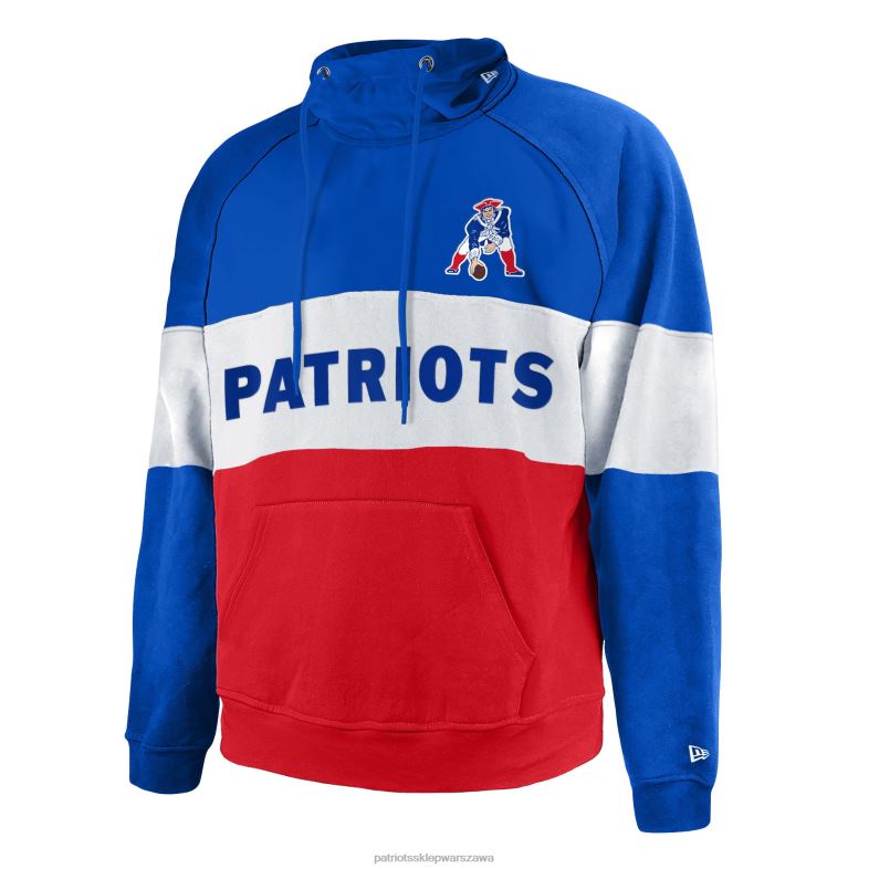 Patriots Jersey mężczyźni raglanowa bluza z kapturem New Era w kolorze czerwonym, duża i wysoka, z blokami kolorów odzież 6RBB763