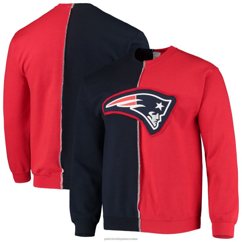 Patriots Jersey mężczyźni refried apparel granatowo-czerwona bluza ze zrównoważonym rozcięciem na środku odzież 6RBB700
