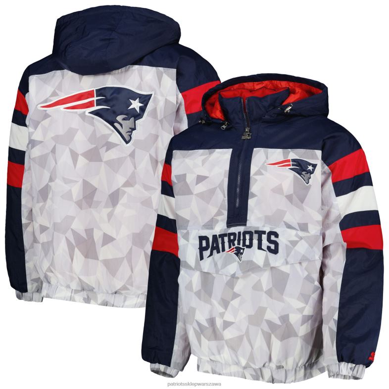 Patriots Jersey mężczyźni startowa biało-granatowa, raglanowa, zapinana na zamek kurtka z kapturem w czwartkowy wieczór odzież 6RBB490