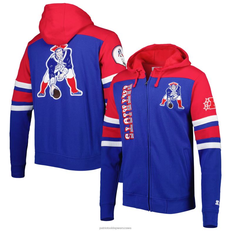 Patriots Jersey mężczyźni startowa granatowa ekstremalnie vintage kurtka z suwakiem na całej długości odzież 6RBB482