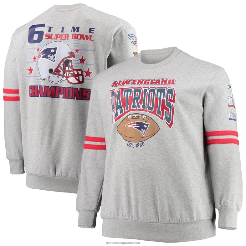 Patriots Jersey mężczyźni szara bluza mitchell & ness z dużym i wysokim nadrukiem na całej powierzchni odzież 6RBB689