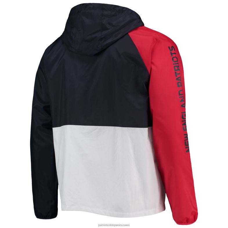 Patriots Jersey mężczyźni tommy hilfiger granatowo-czerwony raglanowy sweter z suwakiem do połowy odzież 6RBB771