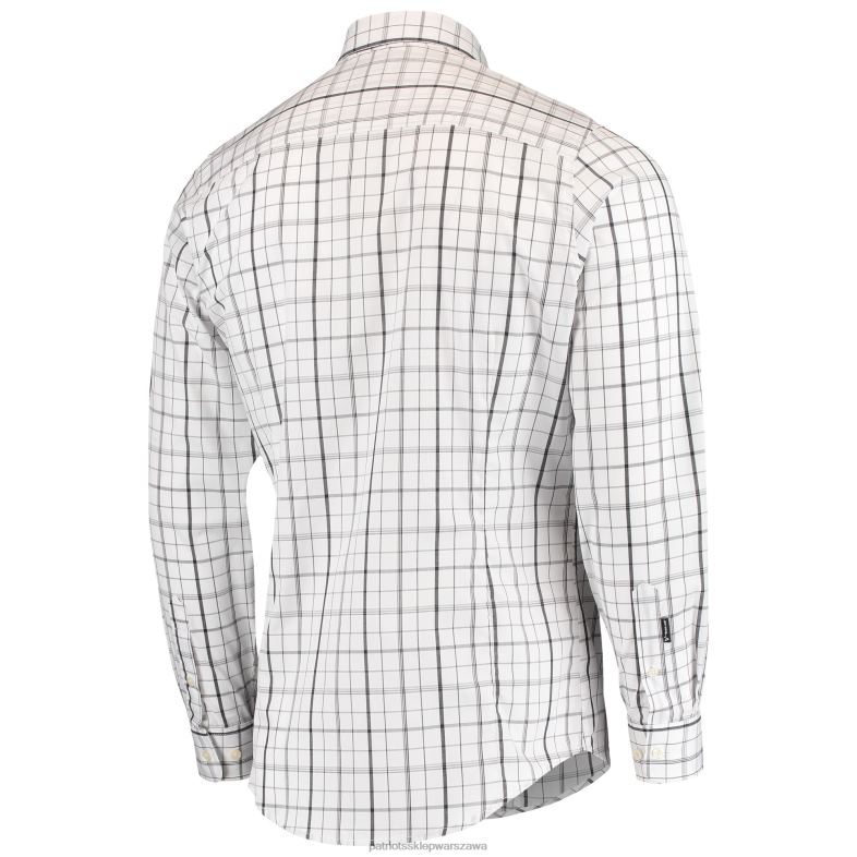 Patriots Jersey mężczyźni Antigua biało-granatowa koszula z długim rękawem zapinana na guziki odzież 6RBB1677