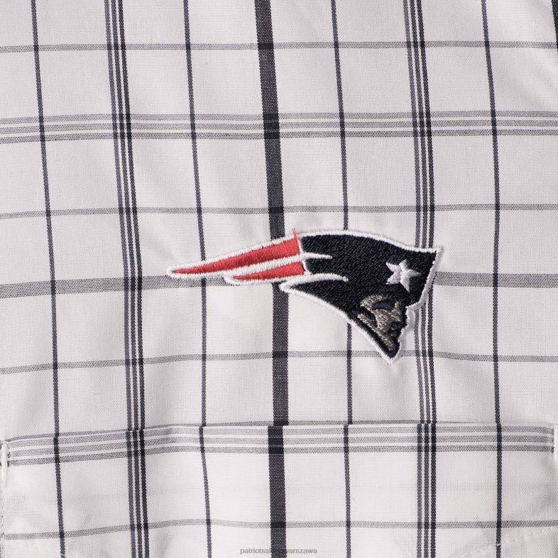 Patriots Jersey mężczyźni Antigua biało-granatowa koszula z długim rękawem zapinana na guziki odzież 6RBB1677