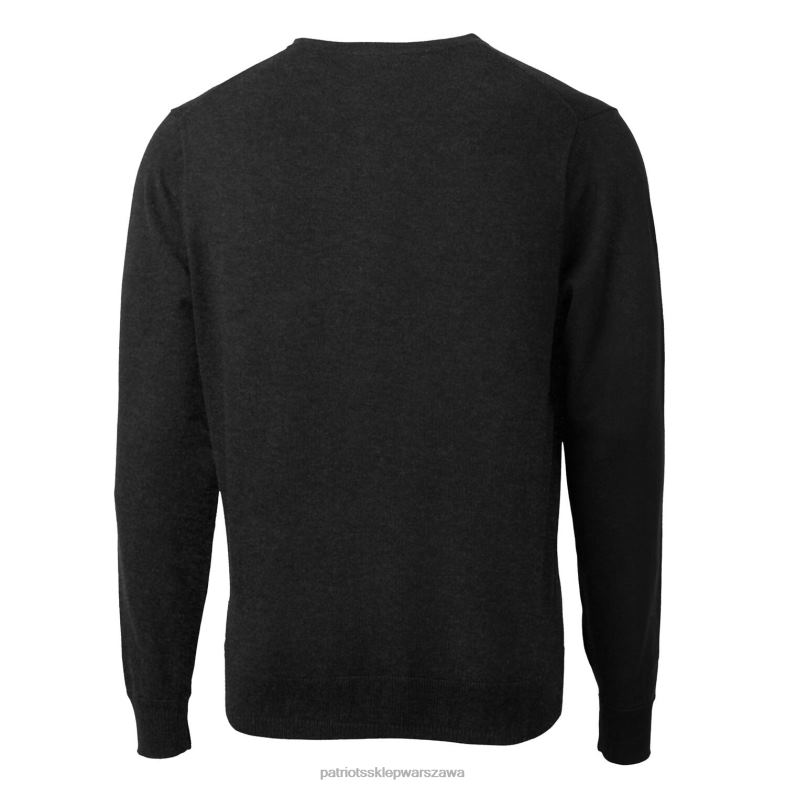 Patriots Jersey mężczyźni Cutter & Buck Czarny sweter z logo Lakemont Tri-Blend Duży i wysoki sweter z dekoltem w szpic odzież 6RBB1661
