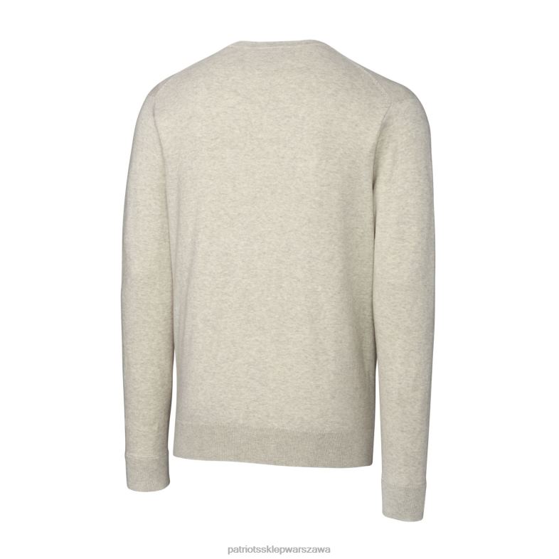 Patriots Jersey mężczyźni Cutter & Buck Oatmeal Throwback Logo Lakemont Tri-Blend Sweter z dekoltem w serek odzież 6RBB1672