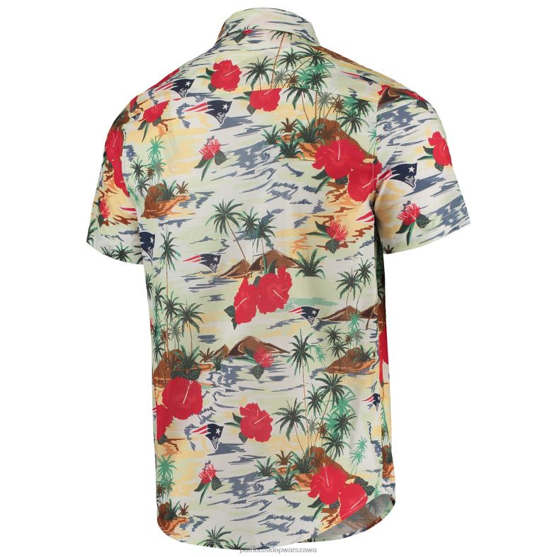 Patriots Jersey mężczyźni Kremowa koszula Foco Paradise w kwiaty zapinana na guziki odzież 6RBB1632