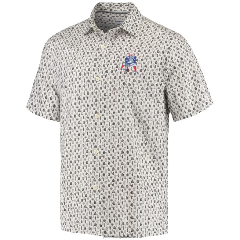 Patriots Jersey mężczyźni Tommy Bahama biała zapinana na guziki koszula Baja Mar Throwback odzież 6RBB1678