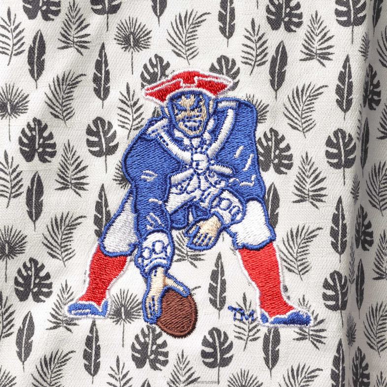 Patriots Jersey mężczyźni Tommy Bahama biała zapinana na guziki koszula Baja Mar Throwback odzież 6RBB1678