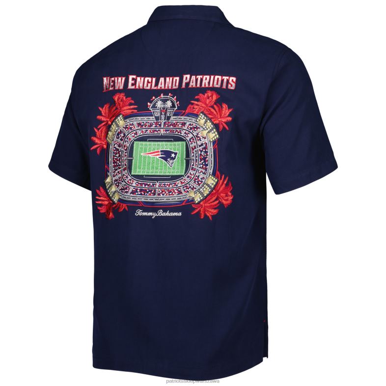 Patriots Jersey mężczyźni Zapinana na guziki koszula tommy bahama w kolorze granatowym top of your game camp odzież 6RBB1638