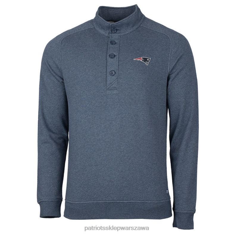 Patriots Jersey mężczyźni bluza Cutter & Buck Heather Navy Saturday Mock Pullover odzież 6RBB1675