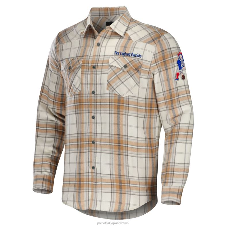 Patriots Jersey mężczyźni nfl x darius rucker collection by fanatics jasnobrązowa flanelowa koszula zapinana na guziki z długimi rękawami odzież 6RBB1633