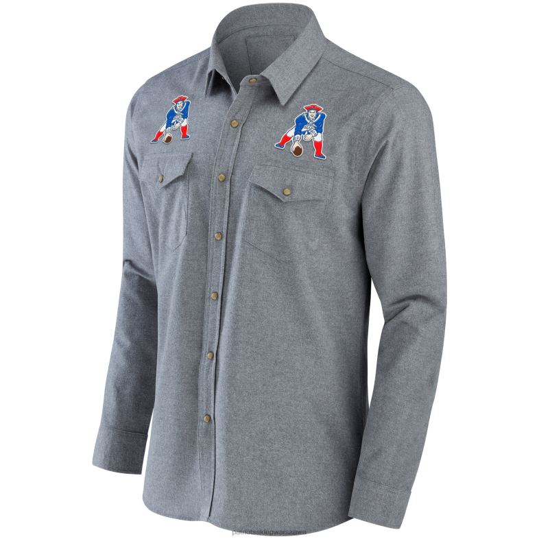 Patriots Jersey mężczyźni nfl x darius rucker collection by fanatics szara koszula chambray zapinana na guziki z długim rękawem odzież 6RBB1650