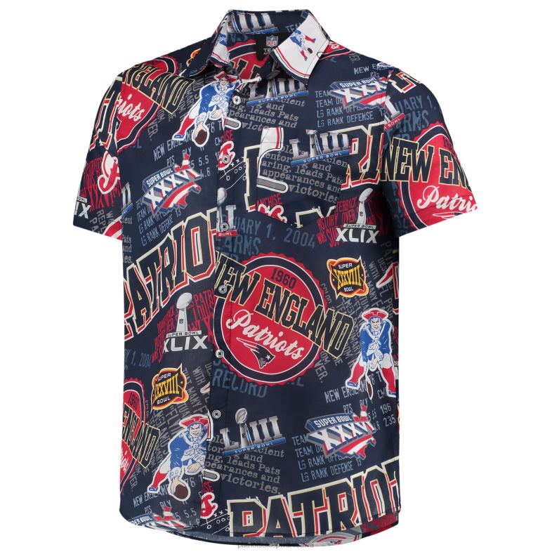 Patriots Jersey mężczyźni zapinana na guziki koszula foco w kolorze granatowym odzież 6RBB1667