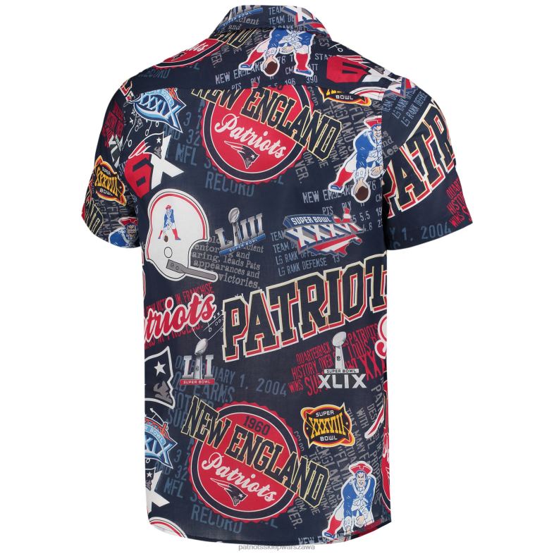 Patriots Jersey mężczyźni zapinana na guziki koszula foco w kolorze granatowym odzież 6RBB1667