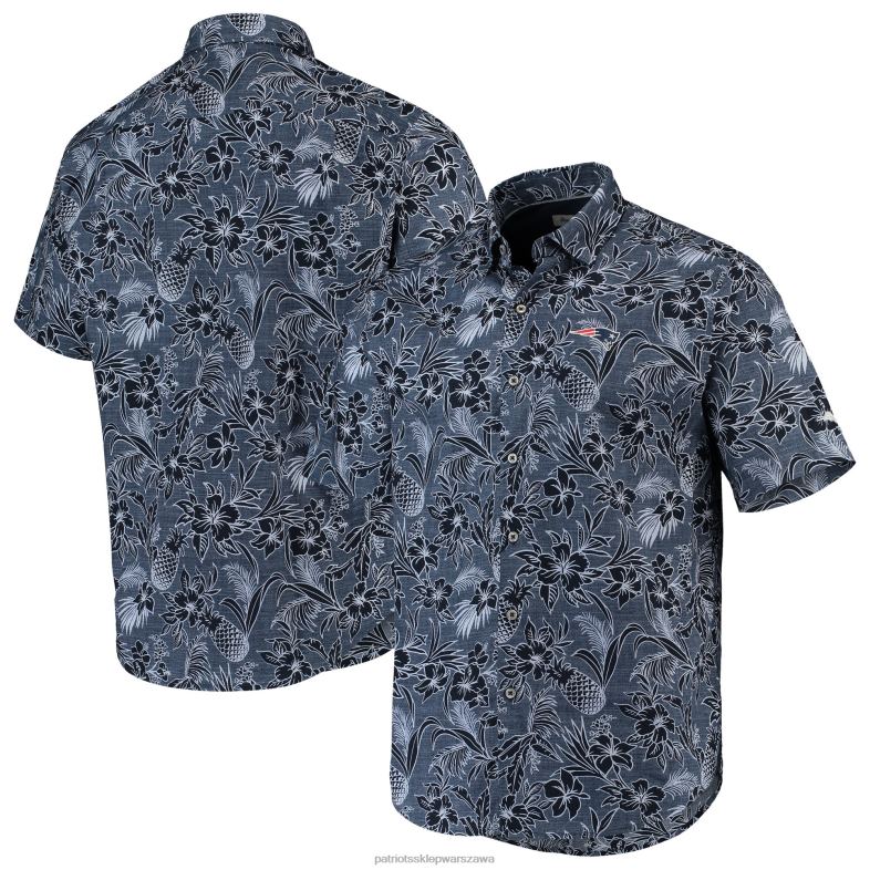 Patriots Jersey mężczyźni zapinana na guziki koszula tommy bahama w kolorze granatowym tiki luau odzież 6RBB1653