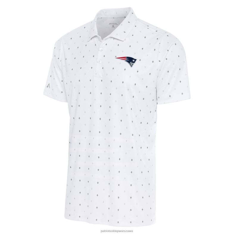 Patriots Jersey mężczyźni Antigua biało/granatowa koszulka polo z 19 dołkami odzież 6RBB1414