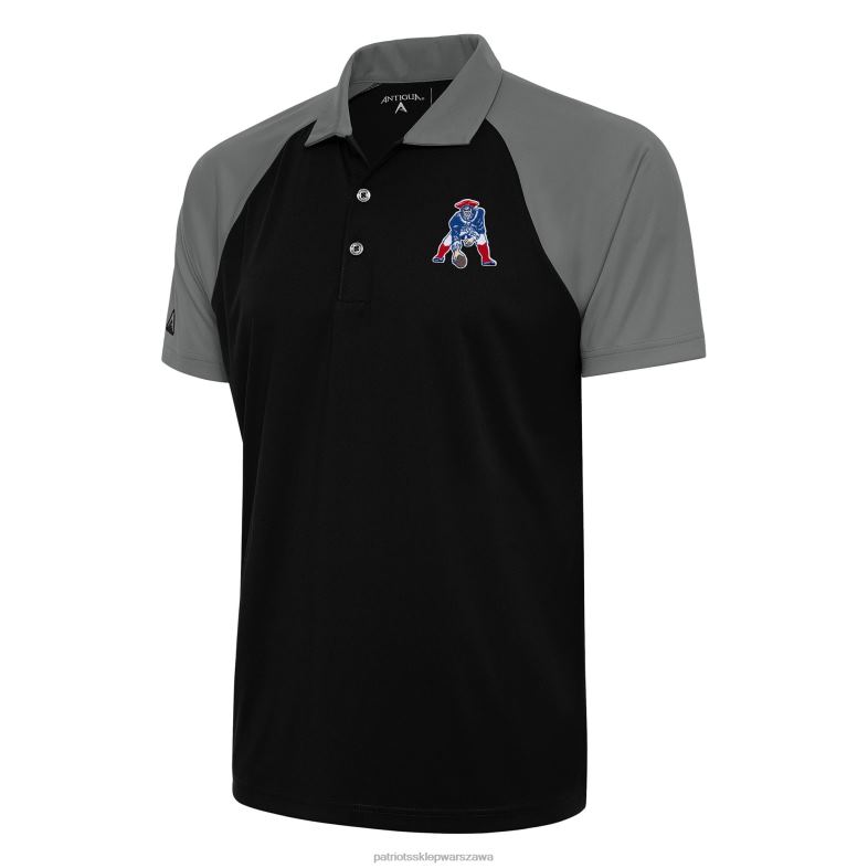 Patriots Jersey mężczyźni Antigua czarno-stalowe logo drużyny nova polo odzież 6RBB1284