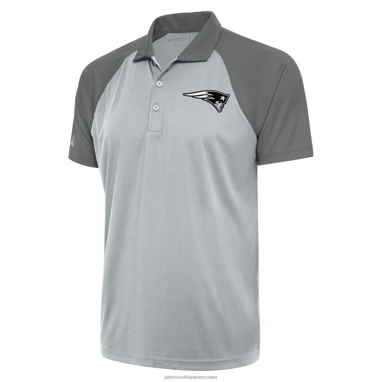 Patriots Jersey mężczyźni Antigua srebrno-szare metaliczne logo nova polo odzież 6RBB1500
