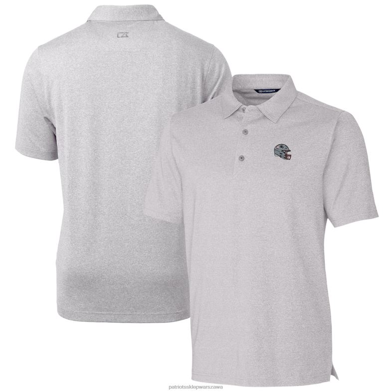 Patriots Jersey mężczyźni Cutter & Buck Heather Grey Hełm Forge Elastyczna koszulka polo odzież 6RBB1320