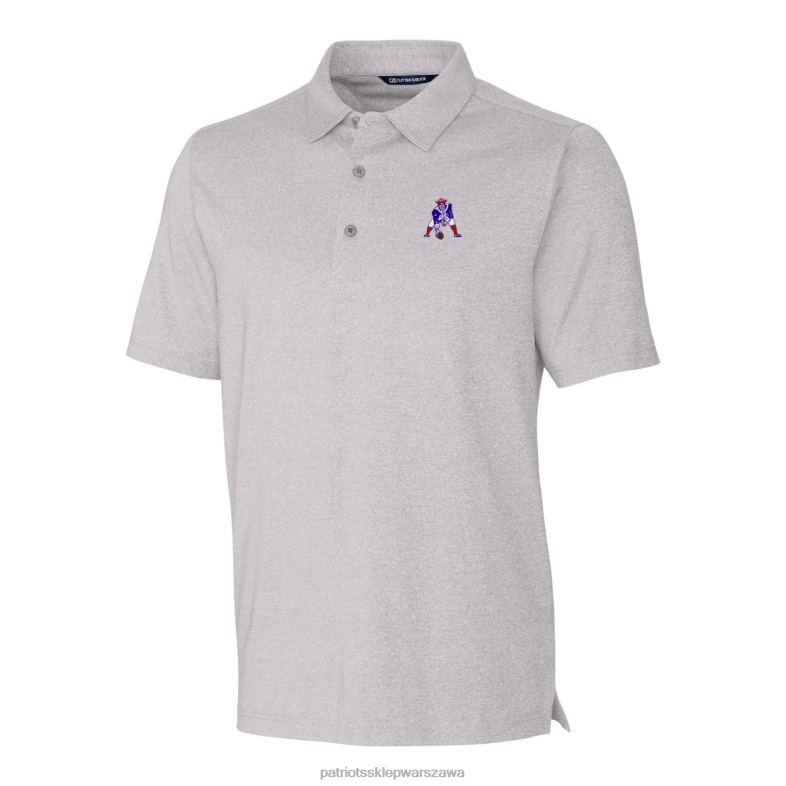 Patriots Jersey mężczyźni Cutter & Buck Heather Heather Grey Throwback logo Forge Elastyczna koszulka polo Heathered odzież 6RBB1601