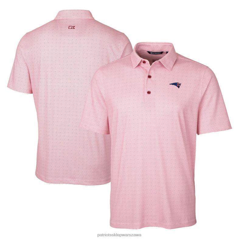 Patriots Jersey mężczyźni Cutter & Buck Red americana Big & Tall Pike Elastyczna koszulka polo z podwójnym nadrukiem w kropki odzież 6RBB1471