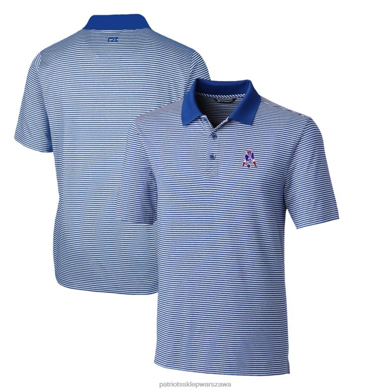 Patriots Jersey mężczyźni Cutter & Buck Royal Throwback Logo Duże i wysokie, elastyczne polo w paski w tonalnych kolorach odzież 6RBB1591