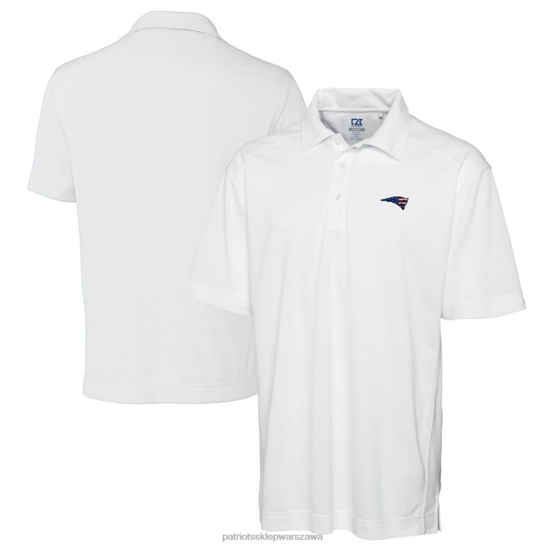 Patriots Jersey mężczyźni Cutter & Buck białe, duże i wysokie, teksturowane, solidne polo z gatunku drytec odzież 6RBB1584
