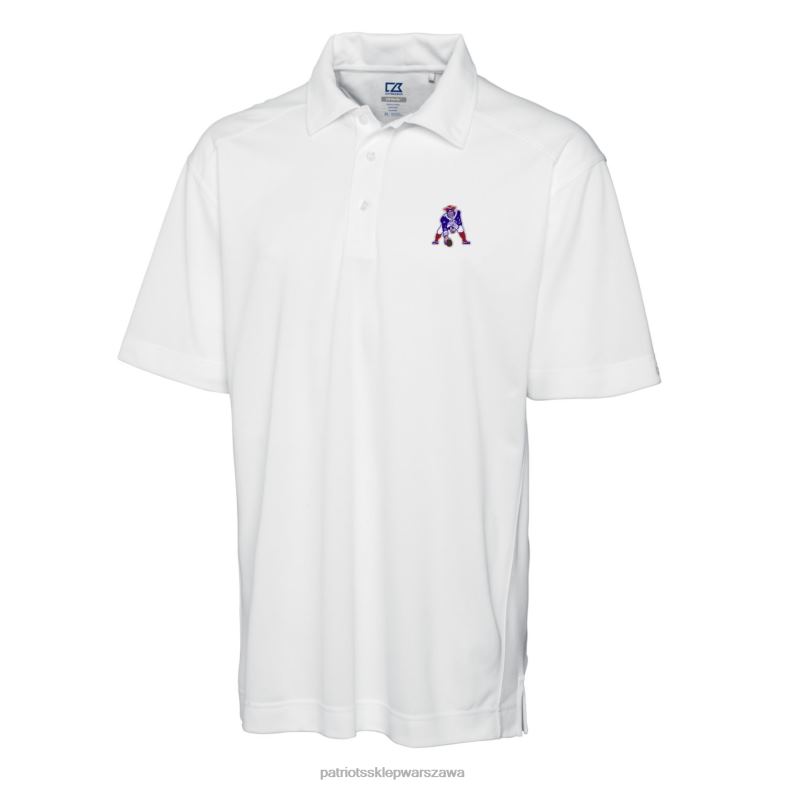 Patriots Jersey mężczyźni Cutter & Buck białe logo retro duża i wysoka teksturowana solidna koszulka polo drytec odzież 6RBB1538