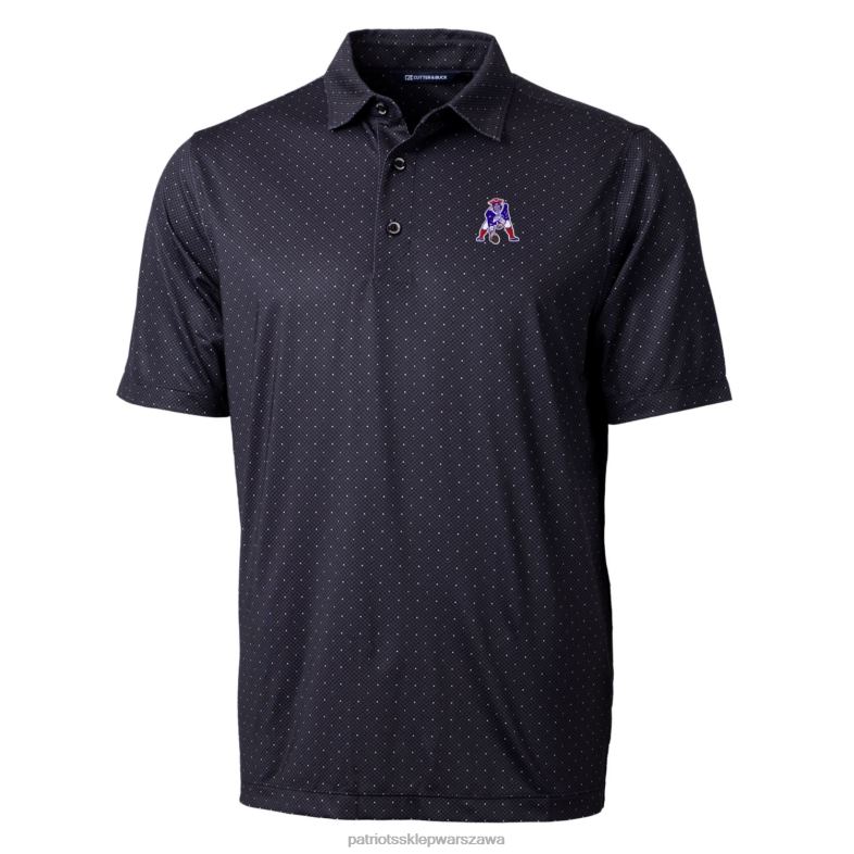 Patriots Jersey mężczyźni Cutter & Buck czarna koszulka polo z logo szczupaka z podwójnym nadrukiem w kropki odzież 6RBB1553