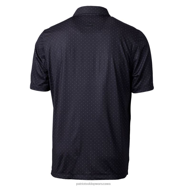 Patriots Jersey mężczyźni Cutter & Buck czarna koszulka polo z logo szczupaka z podwójnym nadrukiem w kropki odzież 6RBB1553