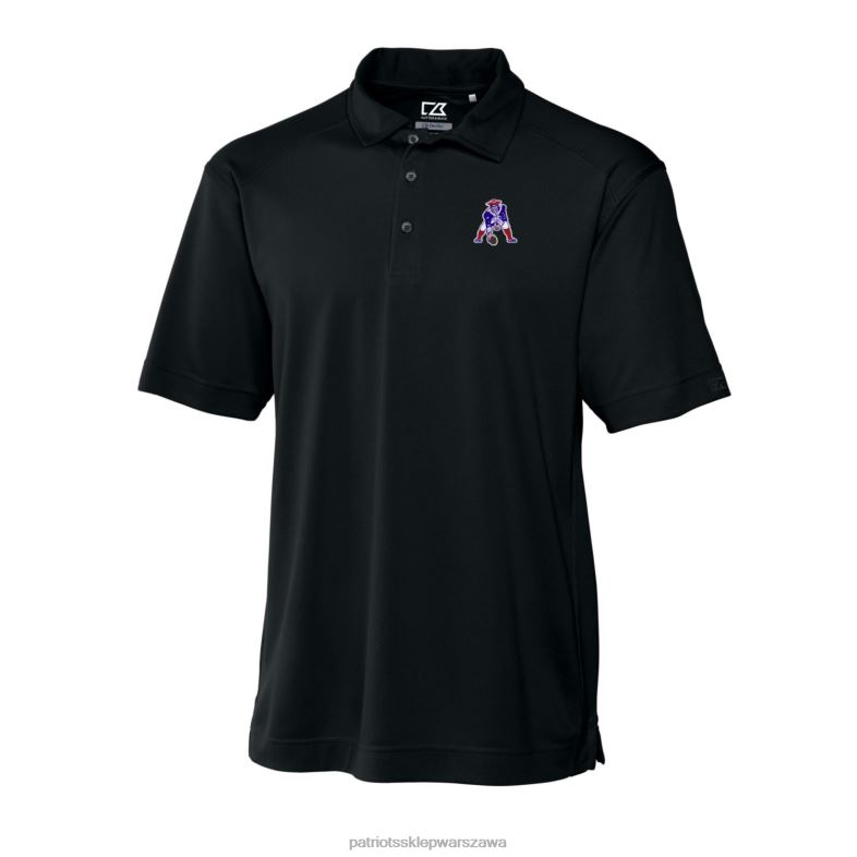 Patriots Jersey mężczyźni Cutter & Buck, czarne logo z przeszłości, teksturowane, solidne polo z gatunku drytec odzież 6RBB1539