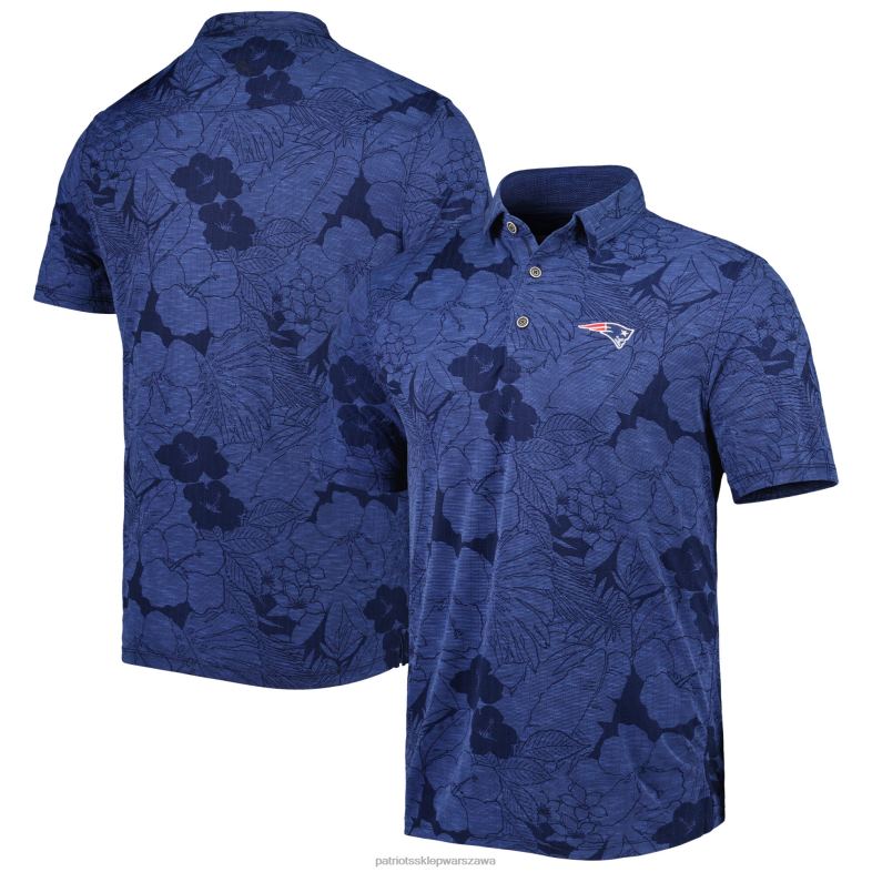 Patriots Jersey mężczyźni Granatowa koszulka polo Tommy Bahama Miramar Blooms odzież 6RBB1281