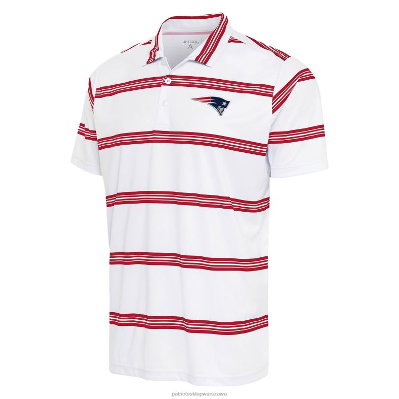 Patriots Jersey mężczyźni biało-czerwona koszulka polo z rowkami Antigua odzież 6RBB1515