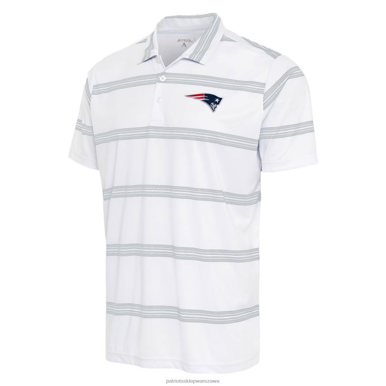 Patriots Jersey mężczyźni biało-szara koszulka polo z rowkami Antigua odzież 6RBB1516