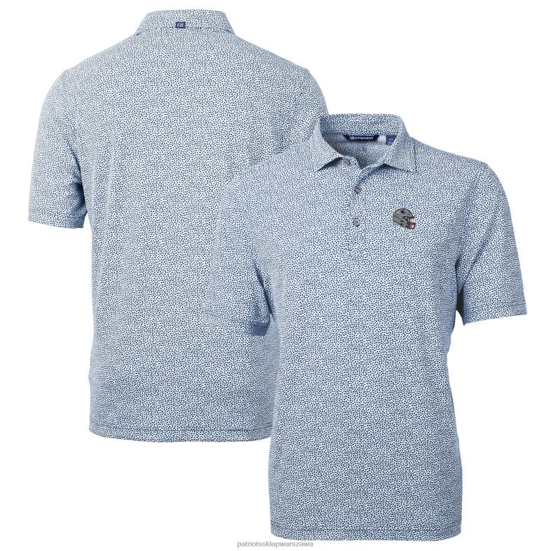 Patriots Jersey mężczyźni cut & buck granatowy kask cnota eko pika botaniczny nadruk koszulka polo z recyklingu odzież 6RBB1298