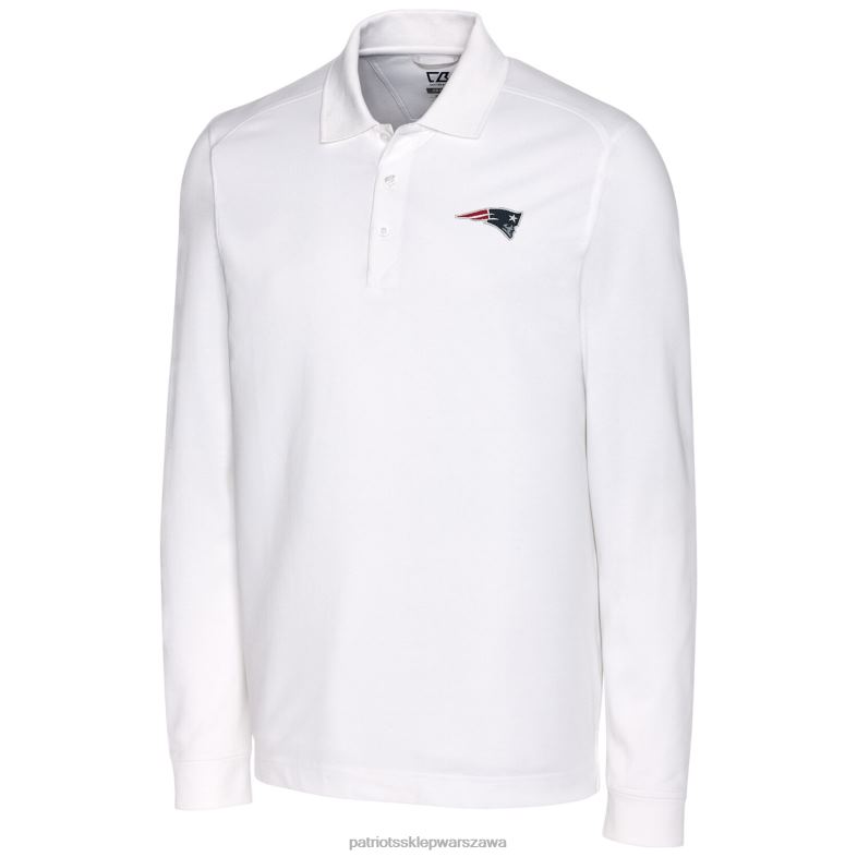 Patriots Jersey mężczyźni cutter & buck biała duża i wysoka koszulka polo z długim rękawem odzież 6RBB1585
