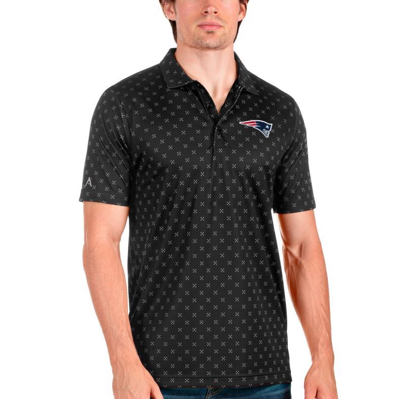 Patriots Jersey mężczyźni czarna iskra polo antigua odzież 6RBB1478
