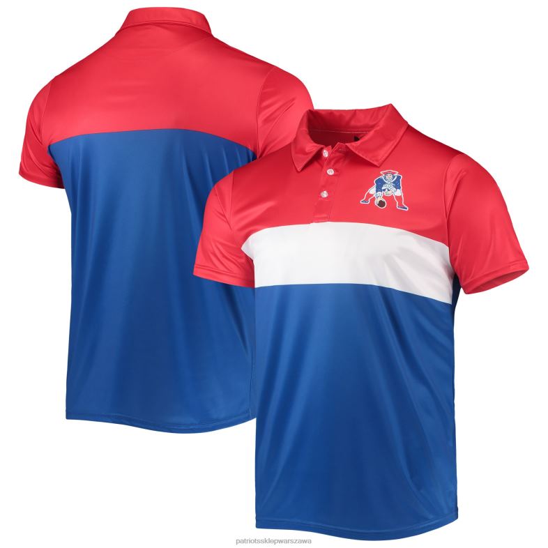 Patriots Jersey mężczyźni czerwona/królewska koszulka polo w bloki kolorów w stylu retro foco odzież 6RBB1335