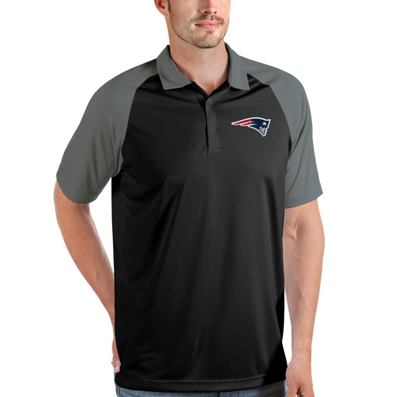 Patriots Jersey mężczyźni koszulka polo antigua czarna/stalowa nova odzież 6RBB1493
