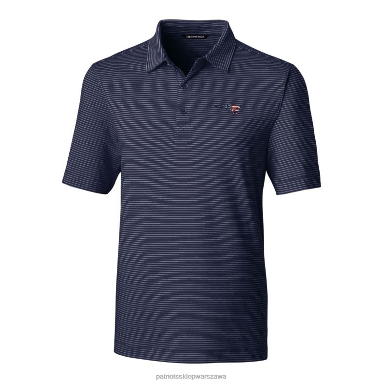 Patriots Jersey mężczyźni ołówkowa koszulka polo w paski Cut & Buck w kolorze granatowym odzież 6RBB1556