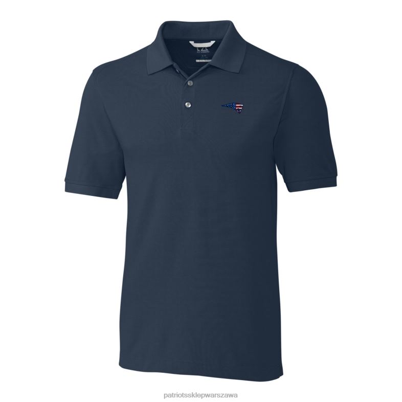 Patriots Jersey mężczyźni polo z piki typu cut & buck w kolorze granatowym odzież 6RBB1382