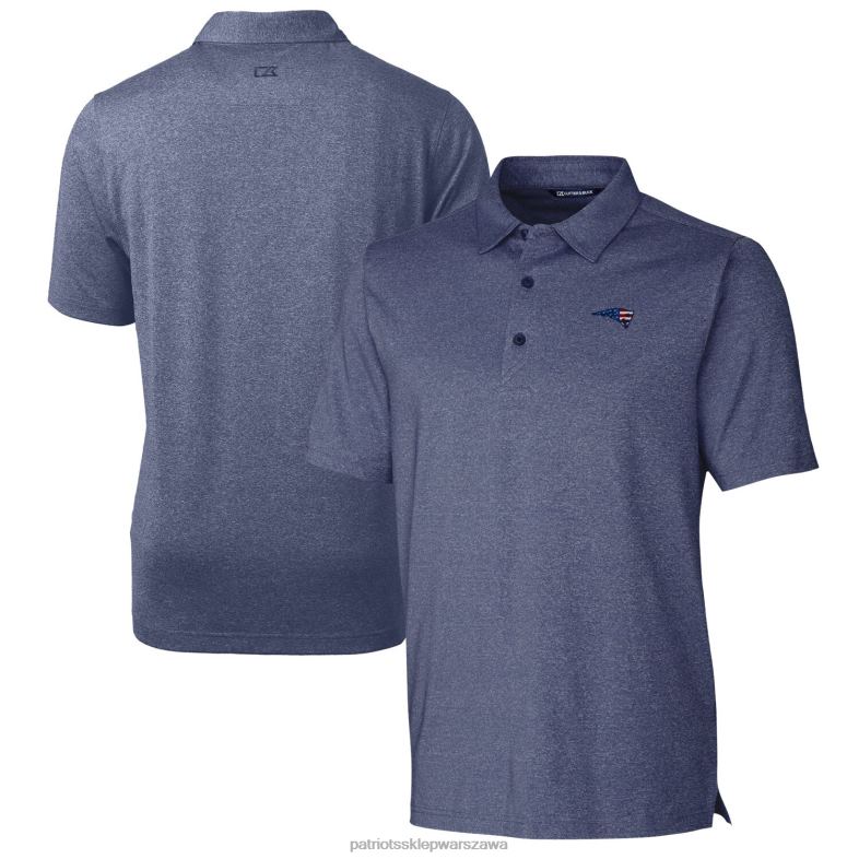 Patriots Jersey mężczyźni rozciągliwa koszulka polo Cutter & Buck Heathered Navy Forge odzież 6RBB1545
